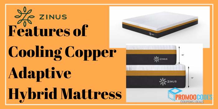 features of Zinus cooling copper adaptive hybrid queen mattress