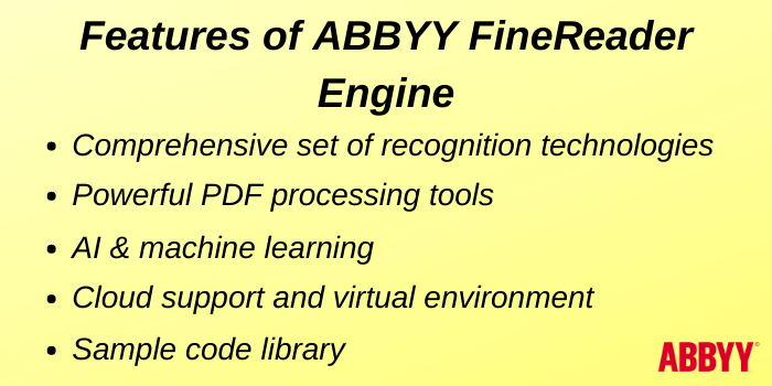 Features Of ABBYY FineReader Engine
