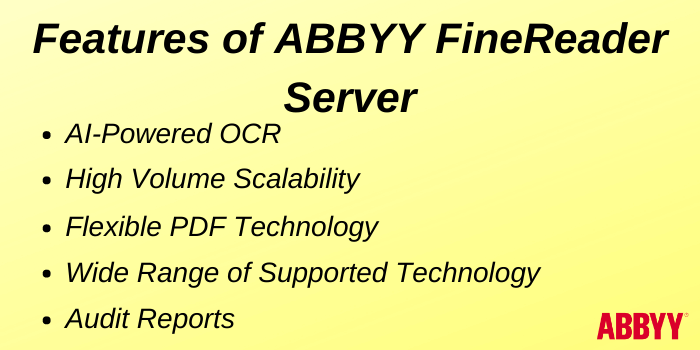 Features Of ABBYY FineReader Server