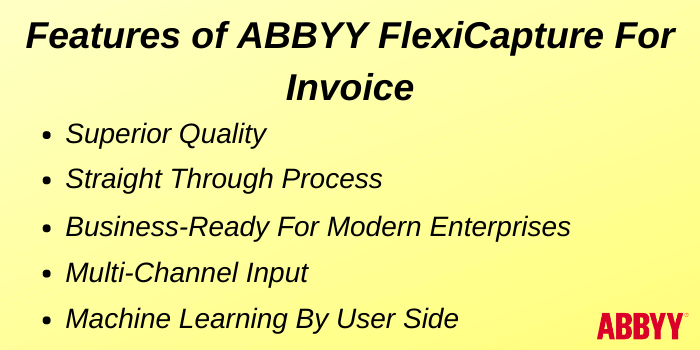 Features Of ABBYY FlexiCapture For Invoice