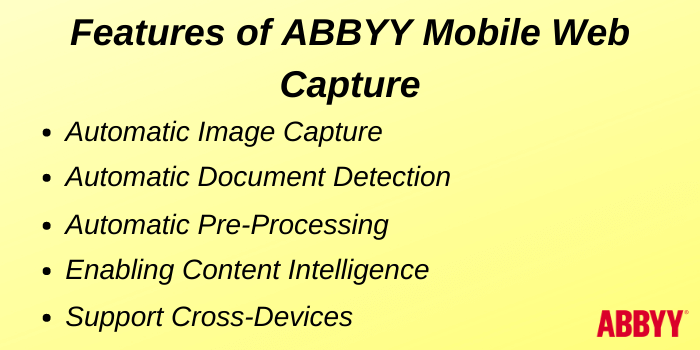 Features Of ABBYY Mobile Web Capture