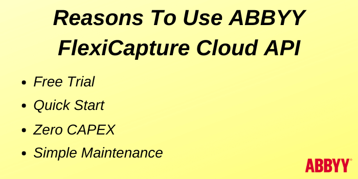 Reasons To Use ABBYY FlexiCapture Cloud API