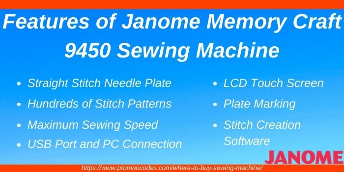 Features of Bernette Memory Craft 9450 Sewing Machine