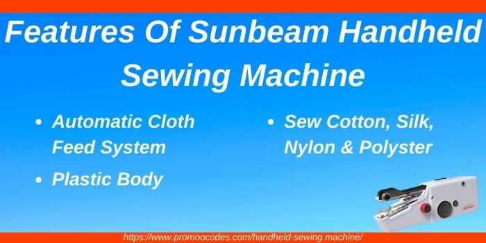 Features of Sunbeam handheld sewing machine