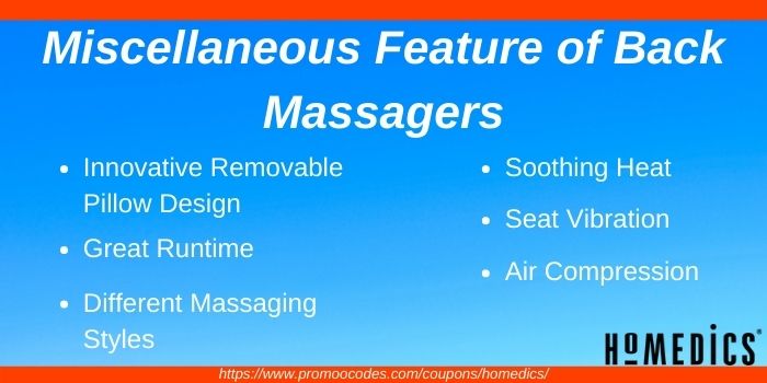 Miscellaneous Features of HoMedics Back Massagers